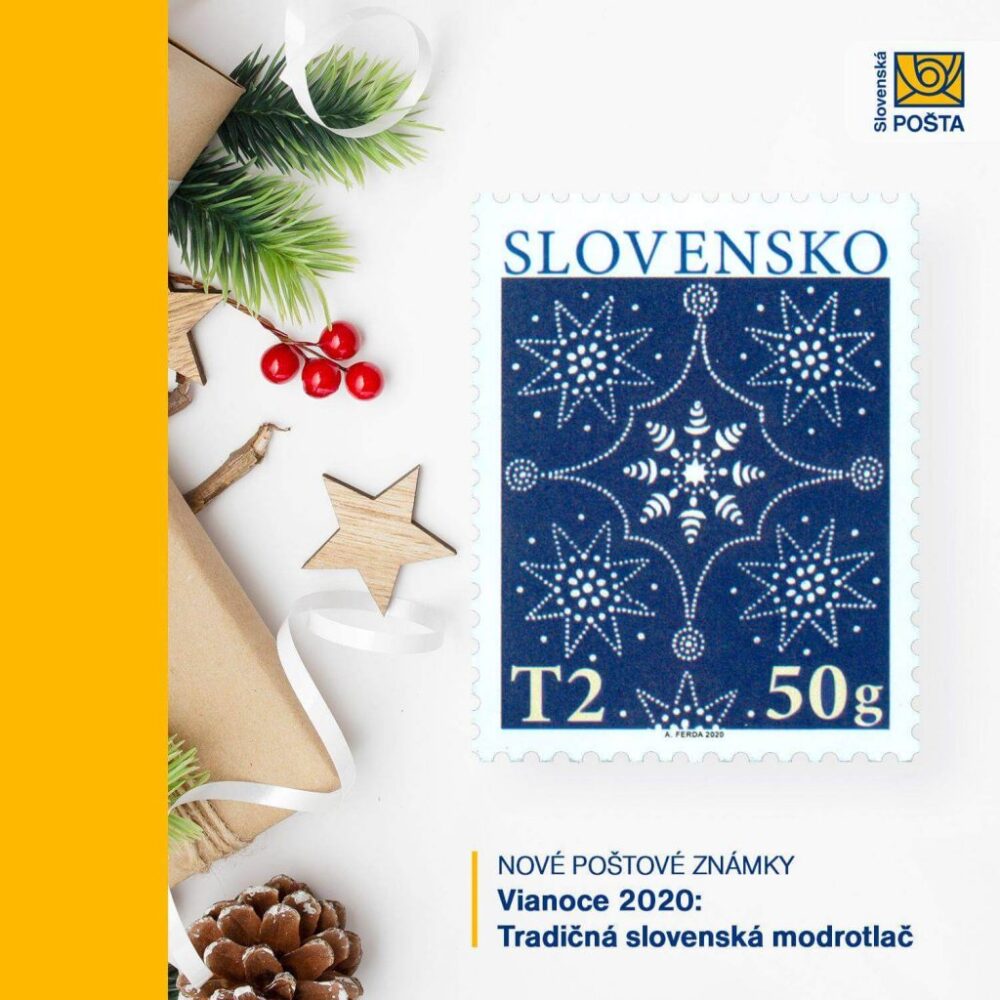 Slovenská pošta vydáva poštovú známku „Vianoce 2020: Tradičná slovenská modrotlač“