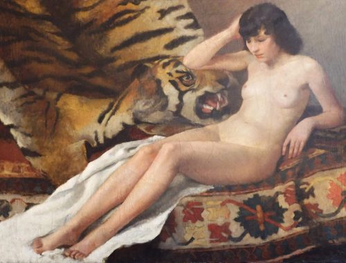 Ženský akt s tigrou kožou od Dalmy Kukuszovej je zreštaurovaný