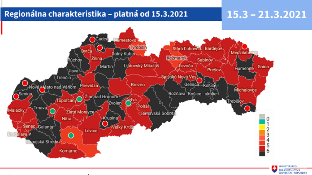 Od 15. marca bude 35 okresov v IV. stupni varovania