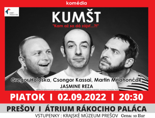 Bratislavské divadlo prichádza so svojou dramatickou komédiou Kumšt do Krajského múzea v Prešove