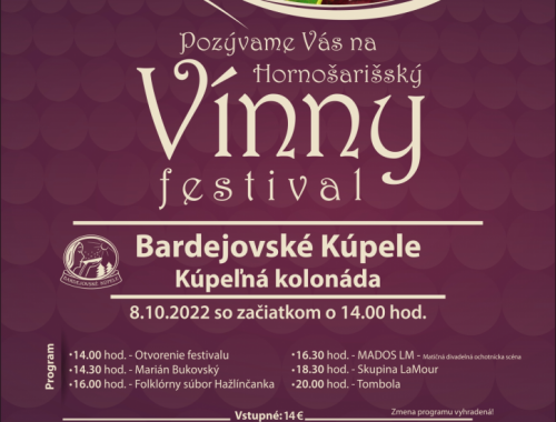 Hornošarišský vínny festival zakončí kultúrne leto