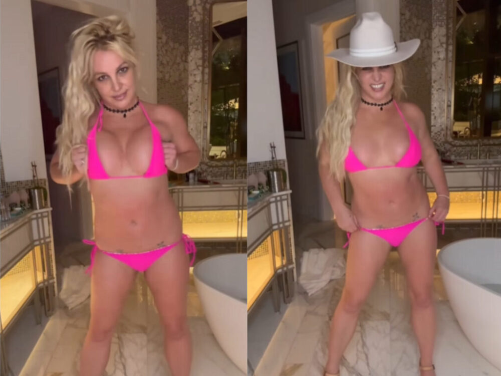 Britney Spears provokuje a chytá si prsia v ružových bikinách. Preháňa? (VIDEO)