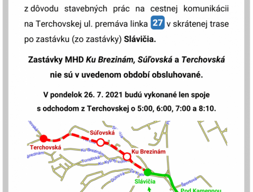 Terchovská ulica bude čiastočne uzavretá