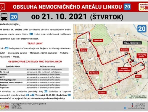 Do areálu prešovskej nemocnice začne premávať nová linka MHD