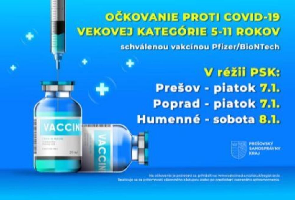 PSK začína očkovať deti od 5 rokov na troch miestach