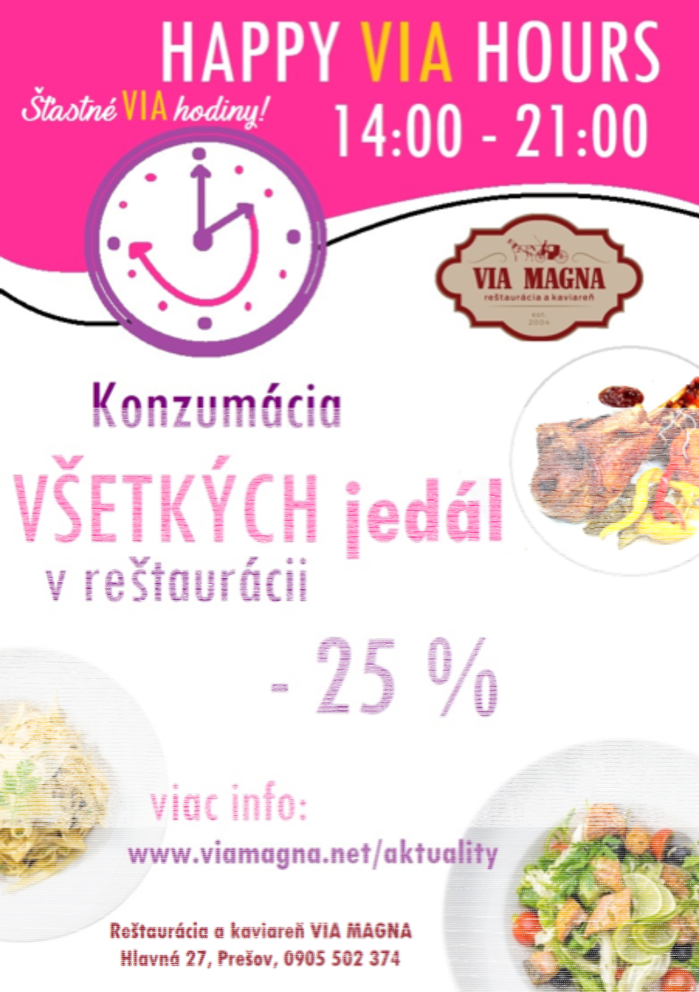HAPPY VIA HOURS – ŠŤASTNÉ VIA HODINY