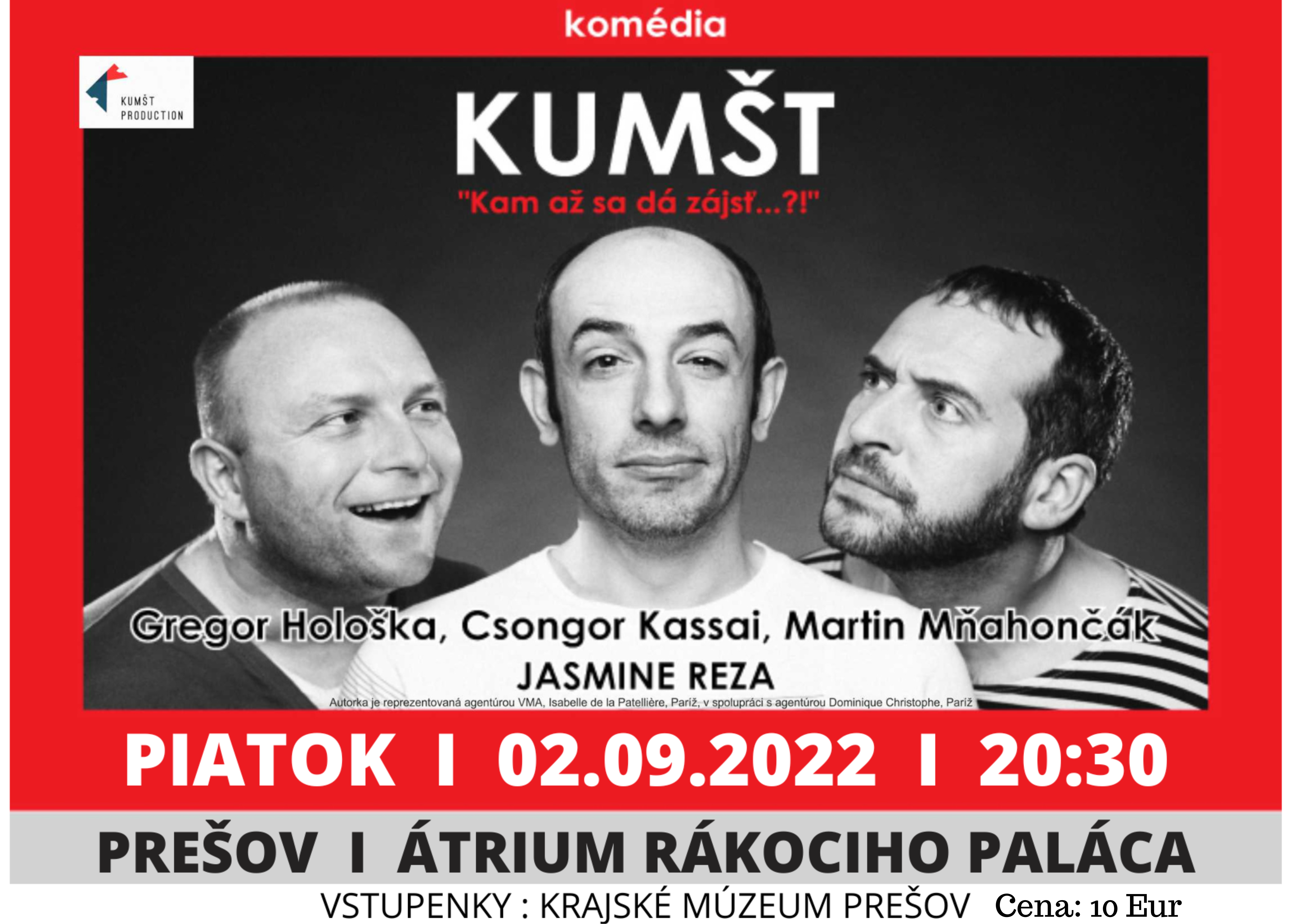 Bratislavské divadlo prichádza so svojou dramatickou komédiou Kumšt do Krajského múzea v Prešove
