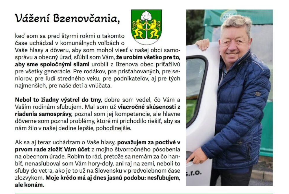 Vážení Bzenovčania,