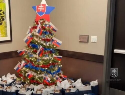 Darčeky, koleda aj tímový duch. Slovenská hokejová „dvadsiatka“ oslávila Štedrý deň v USA – VIDEO