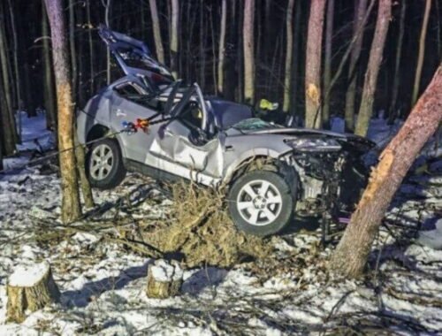 Tragická dopravná nehoda si vyžiadala život 79-ročného vodiča, vozidlo ostalo zakliesnené medzi stromami